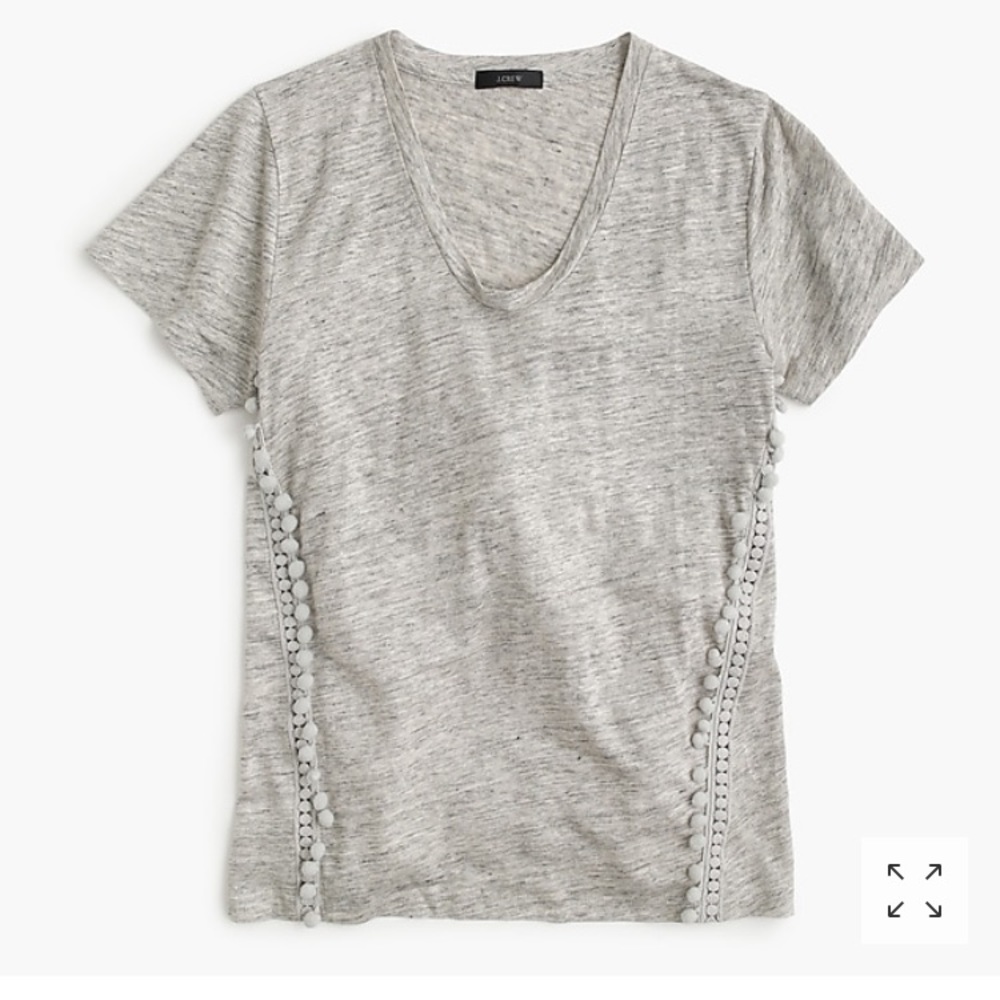 J.crew V-neck top with Pom Pom trim